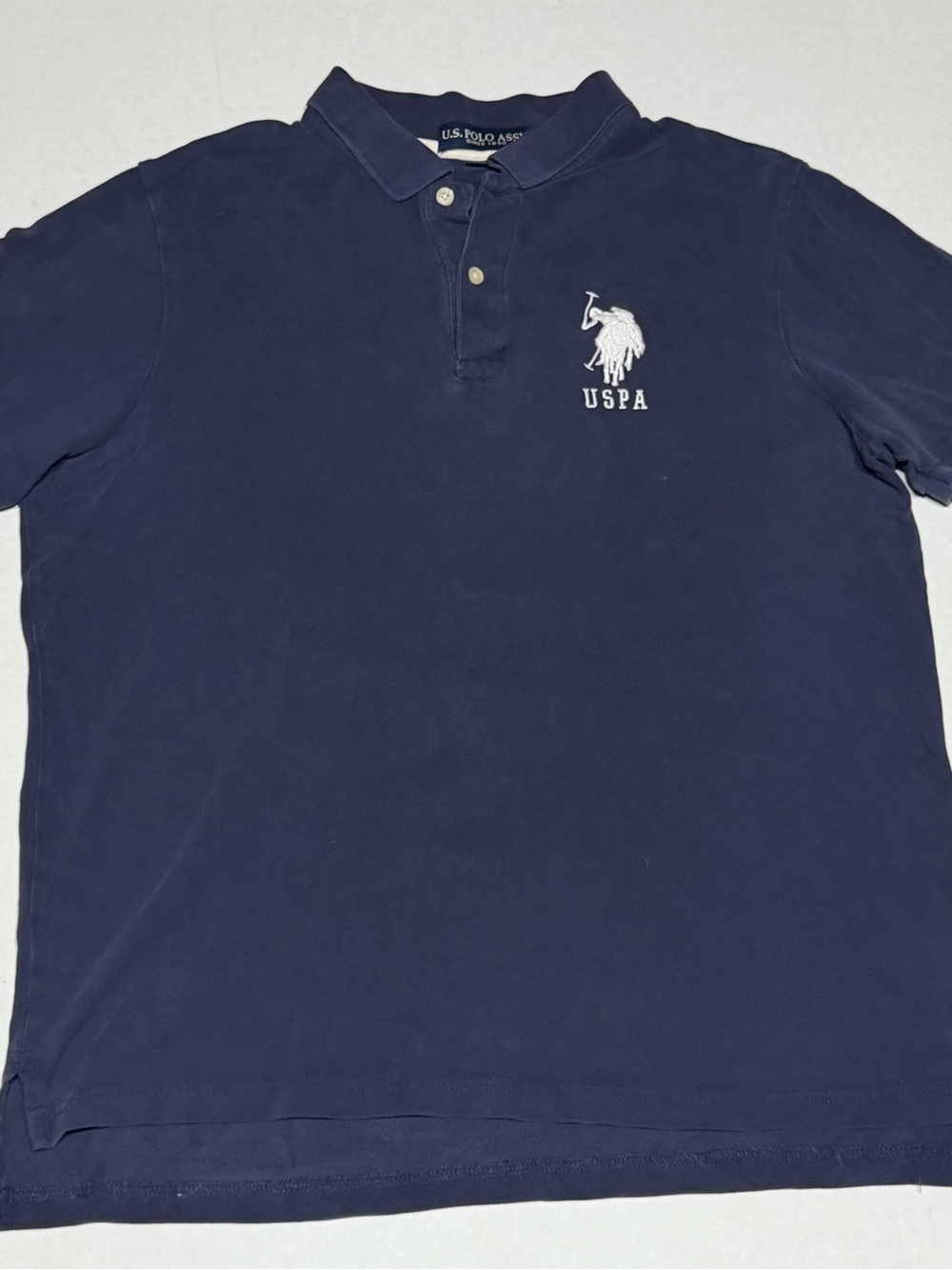 U.S. Polo Assn. Navy Short-Sleeve Polo with White Embroidered Logo Mens L